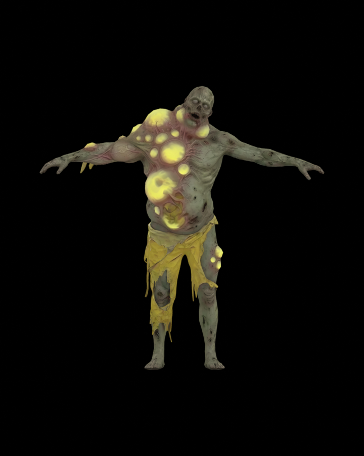 A zombie covered in yellow boils