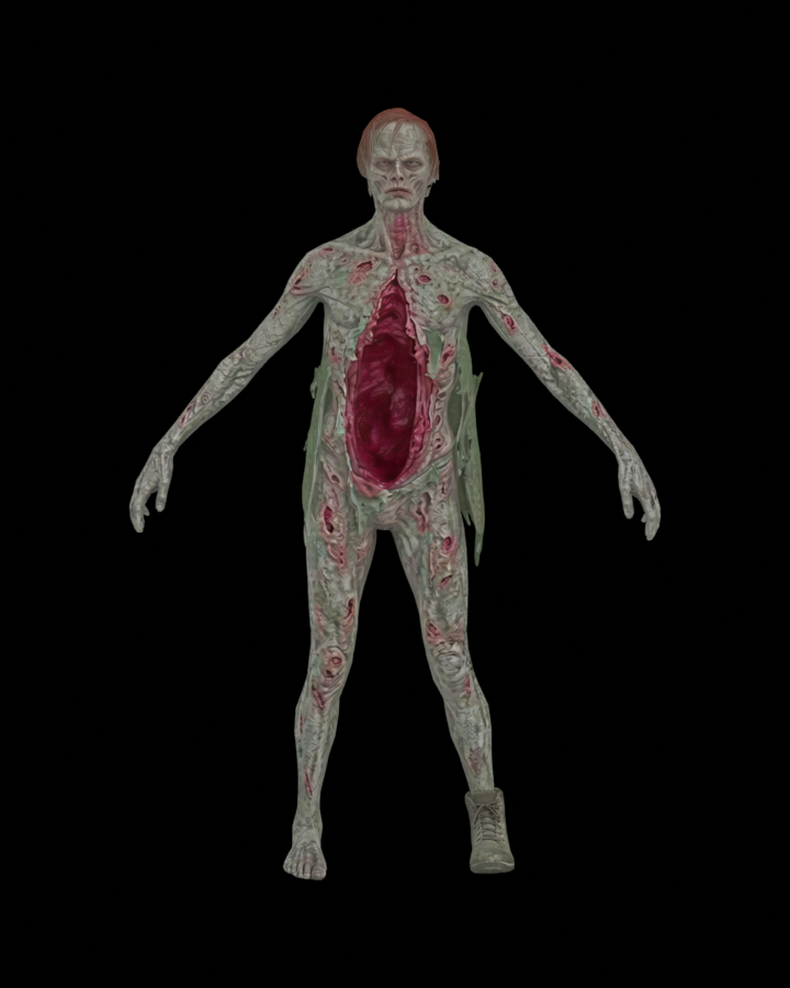 A zombie with an open chest