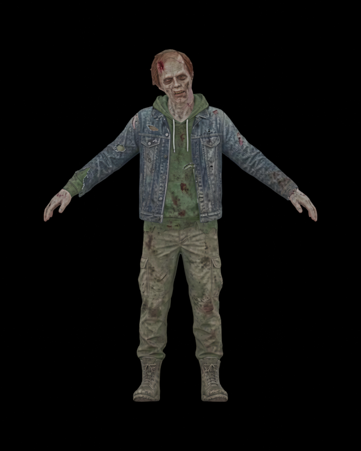 A zombie in a denim jacket
