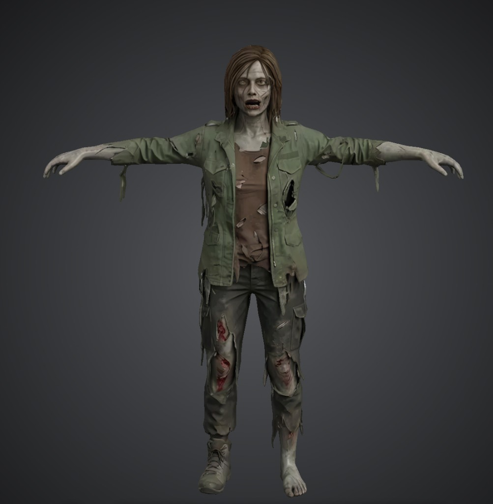Zombie in a torn field jacket