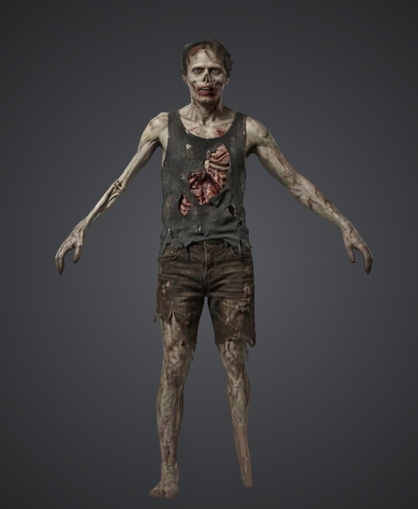 Thin zombie in a torn tank top